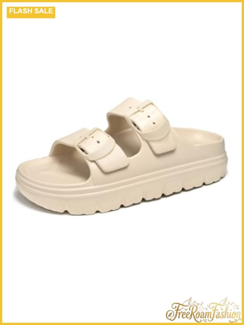 Womens Platform Sandals Arch Support Adjustable Buckle Chunky Slides